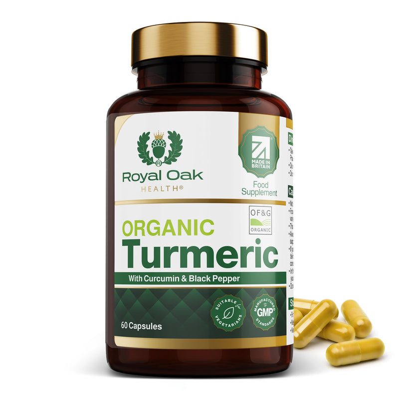 Organic Turmeric and Black Pepper Capsules with 95% Curcumin, tumeric Supplements high Strength, Certified Organic by Soil Association, 60 Vegan Capsules 60 Count (Pack of 1)