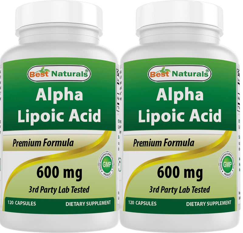 Best Naturals Alpha Liopic Acid 600 mg 120 Capsules - ALA Alpha Lipoic Acid Powerful Antioxidant (120 Count (Pack of 2))