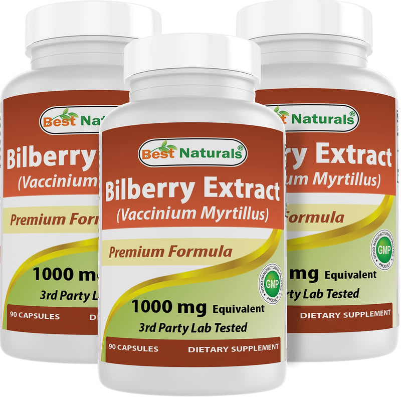 Best Naturals Bilberry Extract 1000mg for Healthy Vision, 90 Count (90 Count (Pack of 3))