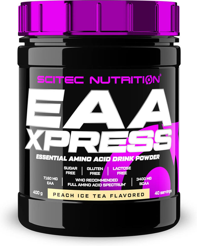 Scitec Nutrition EAA Xpress – Full Spectrum Essential Amino Acids – 3400mg BCAA, 7160mg EAA – Gluten-Free, Sugar-Free, Lactose-Free, 400 g, Peach Ice Tea 400g