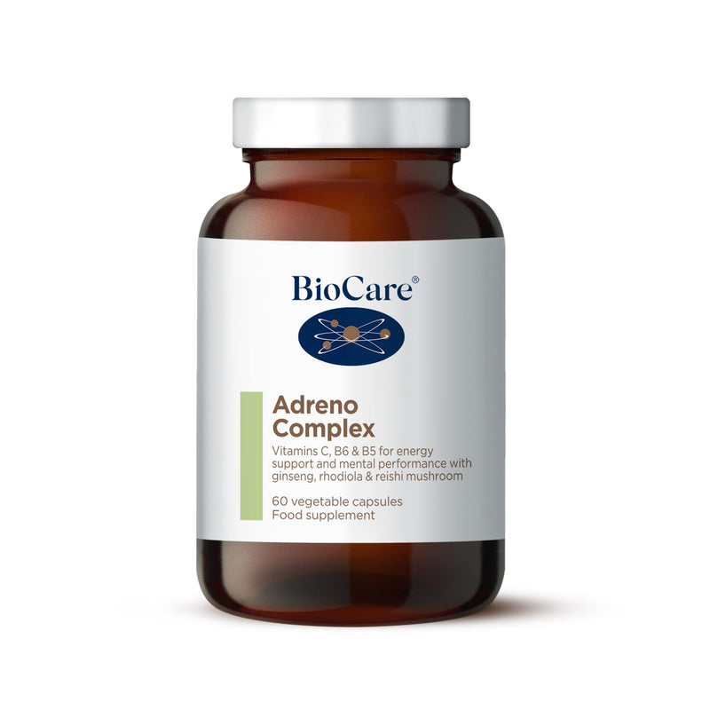 BioCare Adreno Complex - Vitamins C, B6 & B5 for Energy Support, Mental Performance & Reduction of Fatigue - with Ginseng, Rhodiola & Reishi Mushroom - 60 Capsules 60 count (Pack of 1)