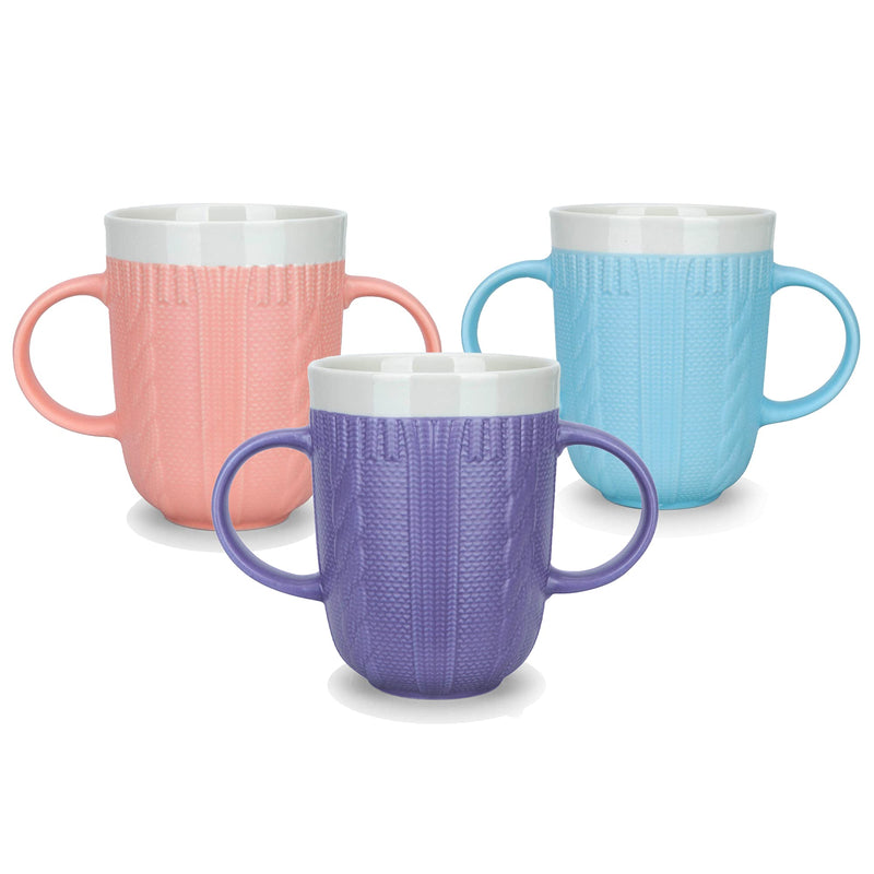 Two Handled Mug, Ideal for Weak Grip, Arthritis Disability Drinking and Aid Easy Drinking for Elderly, Double Handed 3 Colours 310ml (Blue) Blue