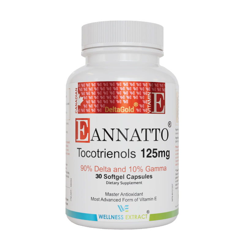 Tocotrienols Vitamin E Supplement Annatto Derived – DeltaGold, Tocopherol Free, Supports Cholesterol, Inflammation, Brain & Skin Health (125 mg, 30 Softgels) 125mg 30 Softgels