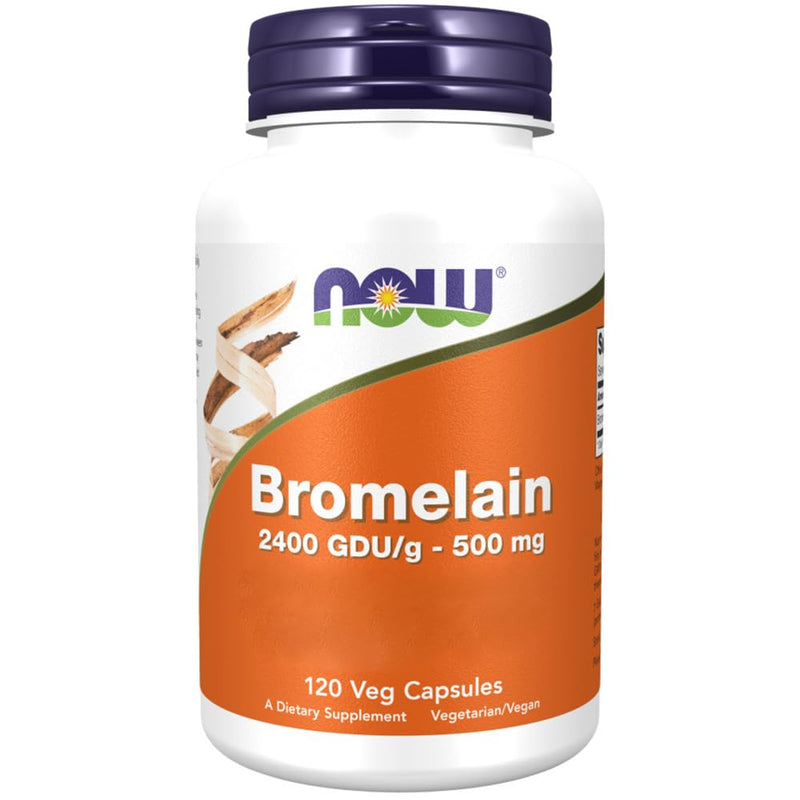 Now Foods, Bromelain, 2.400GDU/g, 500mg, 120 Vegan Capsules, Lab-Tested, Soy Free, Gluten Free, Vegetarian 120 Capsules