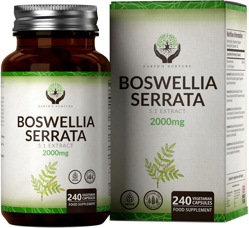 EN Boswellia Serrata Capsules | 240 Capsules - High Strength Boswellia Serrata | 2000mg (5:1 Extract) per Serving | Non-GMO, Gluten & Allergen Free | Manufactured in The UK 240 count (Pack of 1)