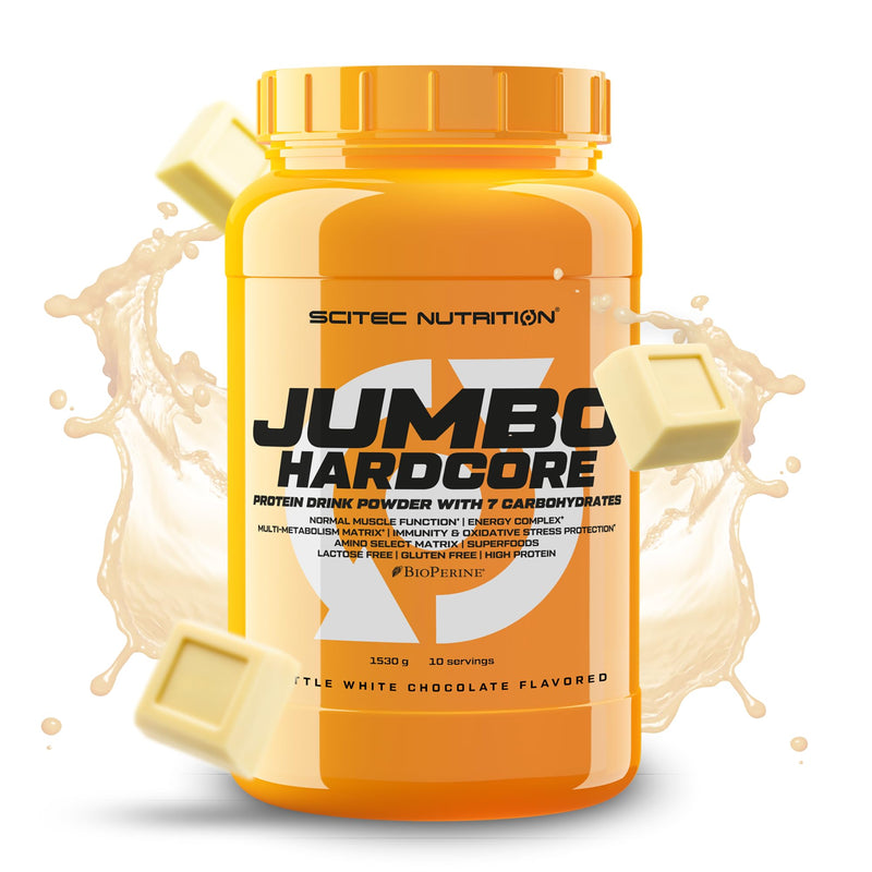 Scitec Nutrition Jumbo Hardcore, High Protein Weight Gainer with Amino Select Matrix, Superfoods, Creatine and with 7 carbohydrates, Gluten-Free and Lactose-Free, 1530 g, Brittle White Chocolate 1530g