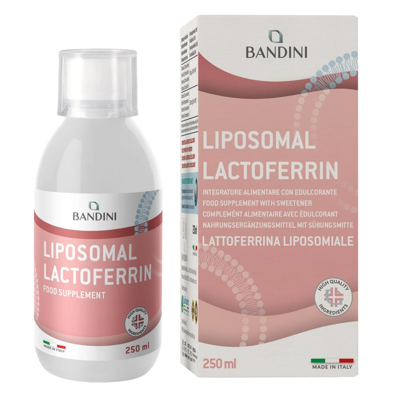 Bandini® Liposomal Lactoferrin Liquid | High Strenght, High Bioavailability & Absorption | for Iron Absorption & Immune Function | A Component in Colostrum | No Additives, Laboratory Tested | 250ml