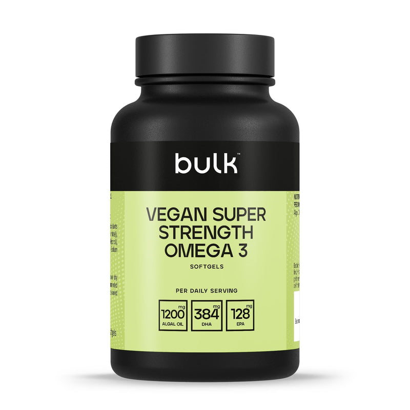 Bulk Vegan Super Strength Omega 3 Softgels, 1200 mg, Pack of 60, 60 Servings, Packaging May Vary