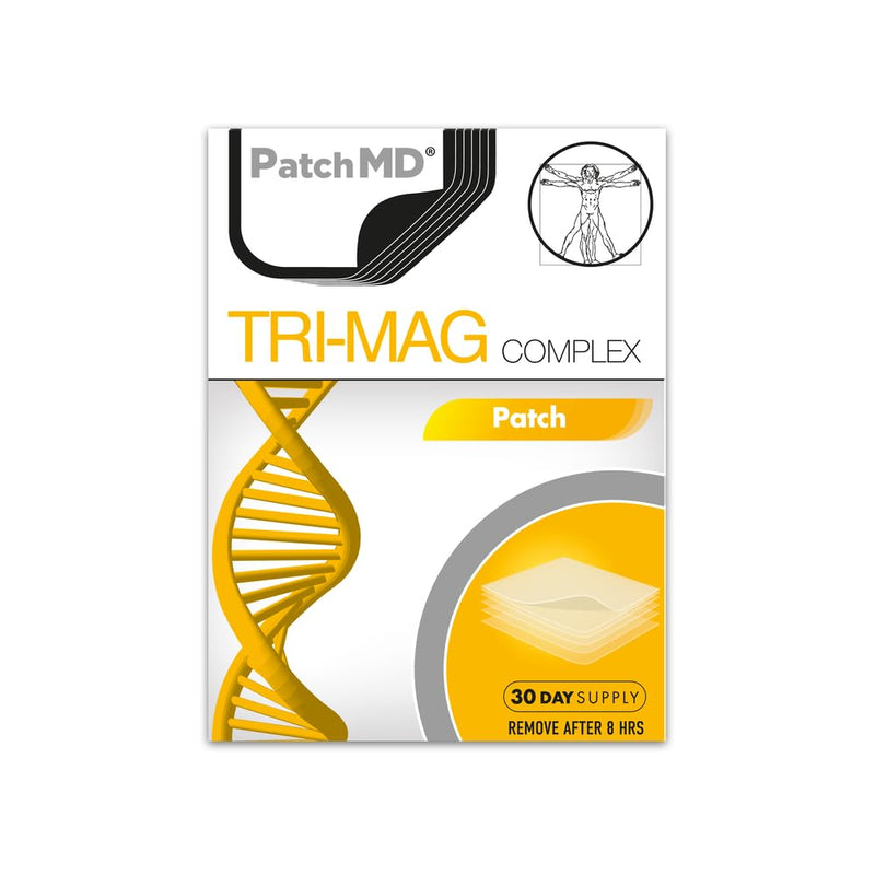 PatchMD Tri Magnesium 30 Daily Topical Patches. 100% Natural & Vegan. Allergy & Filler Free. High Absorption and More bioavailable. Suitable for Sensitive stomachs & bariatric.
