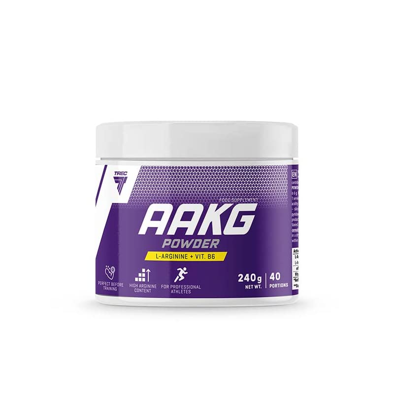 Trec Nutrition L-Arginine Alpha-Ketoglutarate (AAKG)+ Vitamin B6 240g Powder Supplement | Energy Muscle Pump PRE Workout | Orange