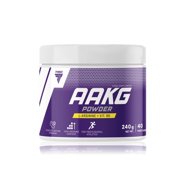 Trec Nutrition L-Arginine Alpha-Ketoglutarate (AAKG)+ Vitamin B6 240g Powder Supplement | Energy Muscle Pump PRE Workout | Lemon