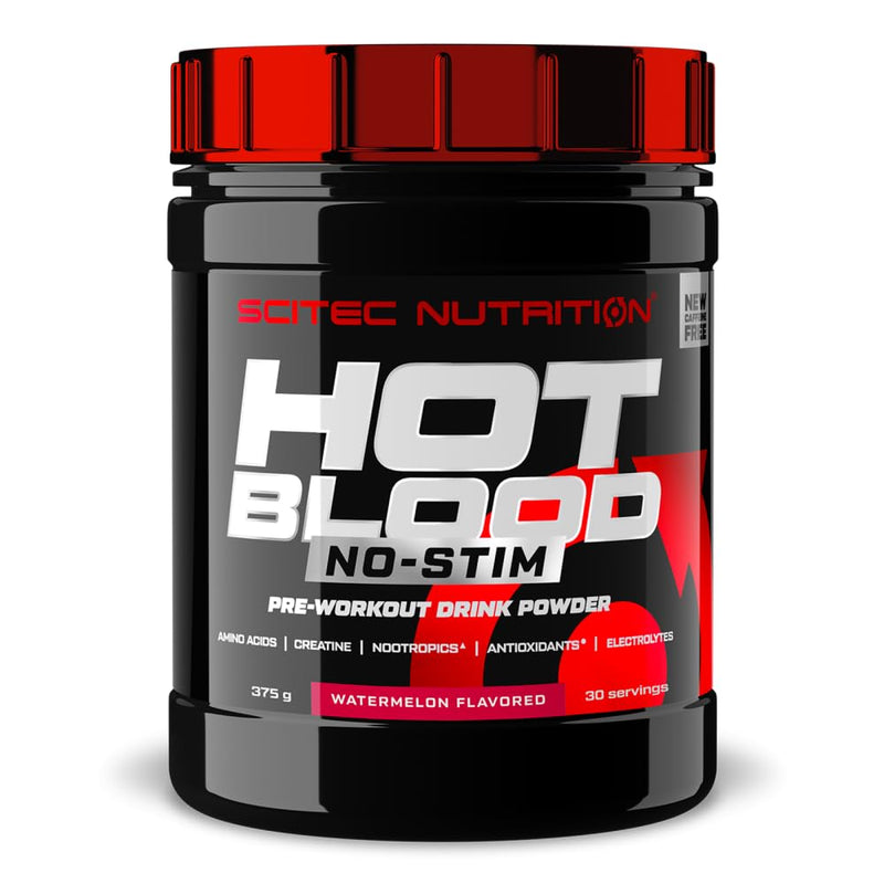 Scitec Nutrition Hot Blood No-Stim – Stimulant-Free Pre-Workout – with Creatine –Nootropics – Beta-Alanine – Electrolytes – Antioxidant Complex, 375 g, Watermelon