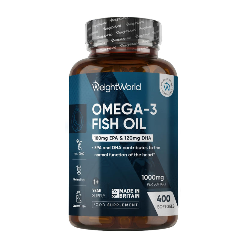 Omega 3 Fish Oil | 400 Softgels (1+ Year Supply) | 1 Softgel a Day | EPA & DHA | Alternative to Cod Liver Oil Capsules | 1000mg Omega 3 Fatty Acids Supplement