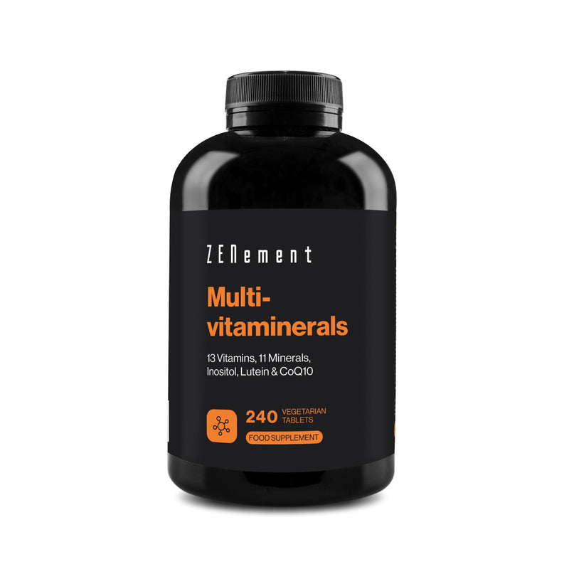 Multivitaminerals, 13 Vitamins, 11 Minerals, Inositol, Lutein & CoQ10, 240 Vegetarian Tablets | for Men & Women | Preservative-Free, Non-GMO, GMP | Zenement