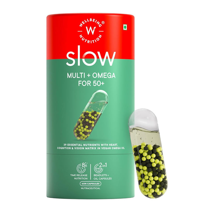 Wellbeing Nutrition Slow Multivitamin for Men 50+ 100% RDA of 16 Critical Vitamins & Minerals (60 Capsules)