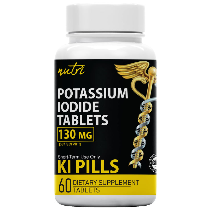 Potassium Iodide Radiation Tablets 130 mg - (60 Tablets) EXP 10/2032 - Ki Pills Potassium Iodine Tablets for Radiation - Potassium Iodine Pills YODO Naciente, Anti Nuclear Fallout Pills Potassium Iodide Tablets 60 Count