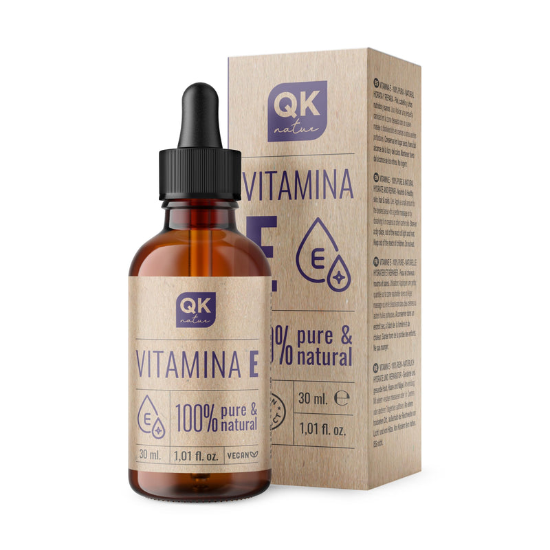 QKnatur - Pure Liquid Vitamin E (Tocopherol) 30 ml - Natural Plant Based - Antioxidant and Anti-Aging for Face, Skin, Hair and Nails