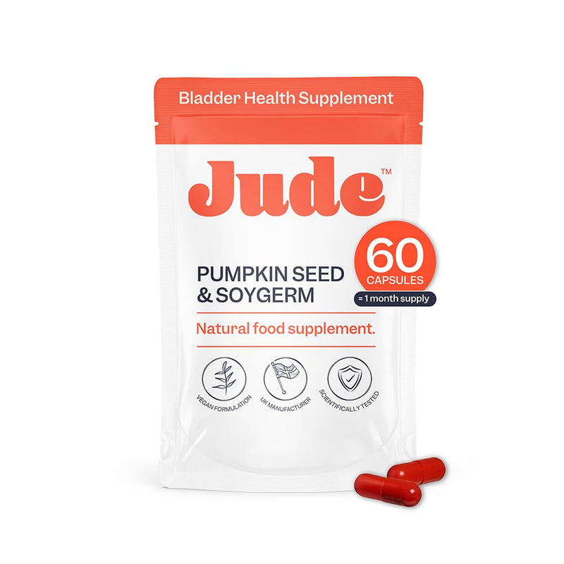 Jude Bladder Health Tablets Pouch As Seen On Dragons' Den, Science-Backed Supplement, Nourish Your Pelvic Floor, Made in UK, Vegan & Gluten Free, Pumpkin Seed Extract & Soy Germ Extract, 60 Capsules 60 count (Pack of 1)