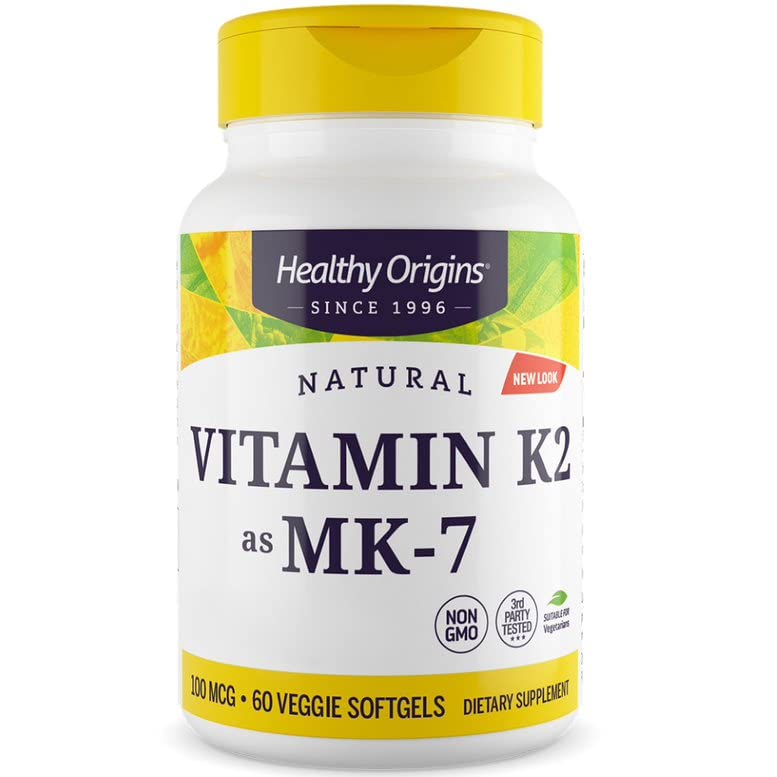 Healthy Origins, Vitamin K2 as MK-7, 100 mcg, 60 Vegetarian Softgels, High Strength, Gluten Free, SOYA Free, Non-GMO 60 Capsules