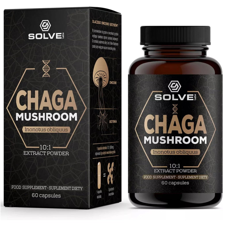 ● Premium Siberian Chaga Mushrooom Capsules ● 10% Beta-D-Glucans ● 10:1 Concentrate ● No Fillers & Additives ● 60 Capsules ● 1 Month Supply