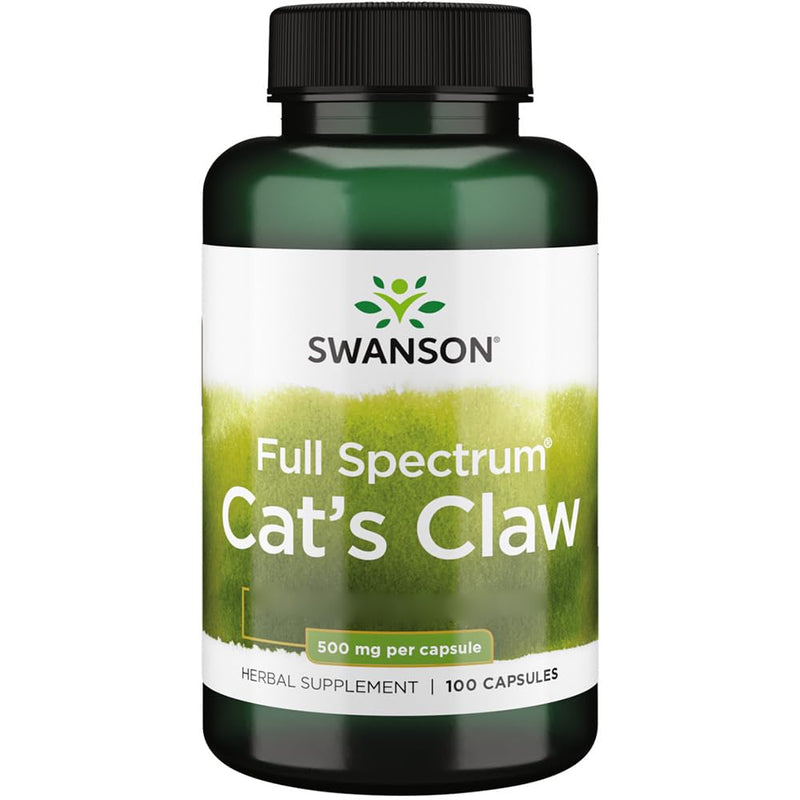 Swanson, Cat's Claw, 500mg, 100 Capsules, High Strength, Laboratory Tested, SOYA Free, Gluten Free, Non-GMO