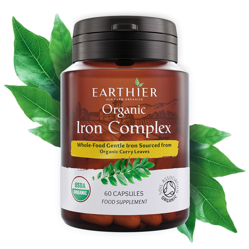 Organic Iron Whole Food Sourced & Certified by Soil Association 60 Capsules Vegan