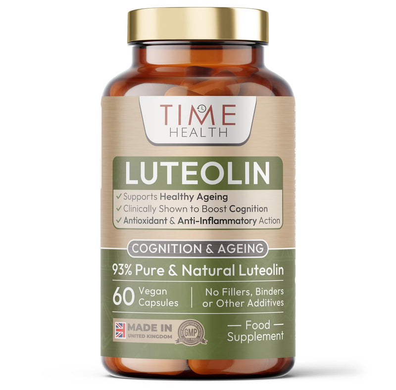Luteolin - Standardised to 93% Purity - Supports Cognitive Health & Longevity - GMP Standards - UK Made - Vegan - 60 x 100mg Capsules 60 count (Pack of 1)