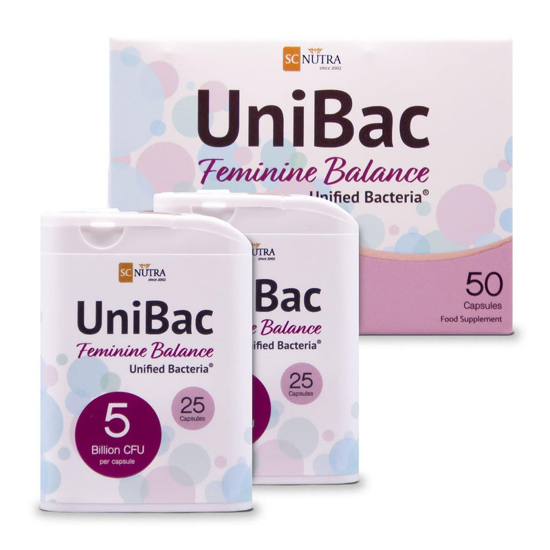 UniBac Feminine Balance – Unified Bacteria – Probiotics for Women – Vaginal & Intimate Flora Support – Lactobacillus reuteri RC-14® & Lactobacillus rhamnosus GR-1® – Vegan Capsules (50 Count)