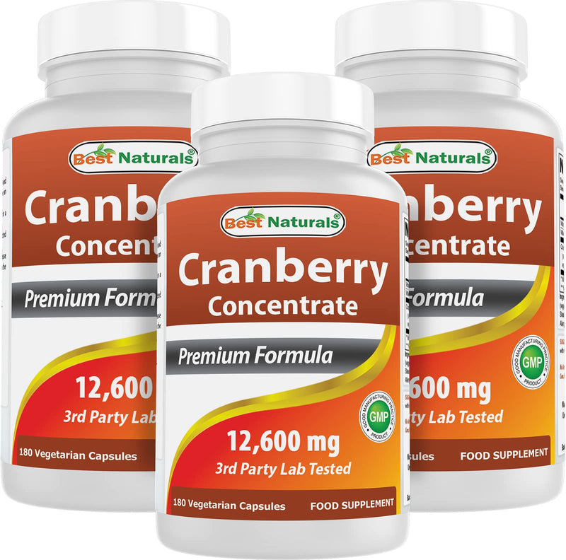 Best Naturals Cranberry 3X Strength, 12600 mg 180 Veggie Capsules (180 Count (Pack of 3))