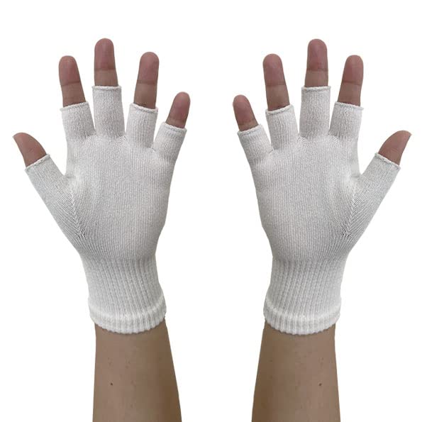 Edenswear Zinc-Infused Fingerless Gloves for Women and Men with Eczema - Wet Wrap Therapy (L) L