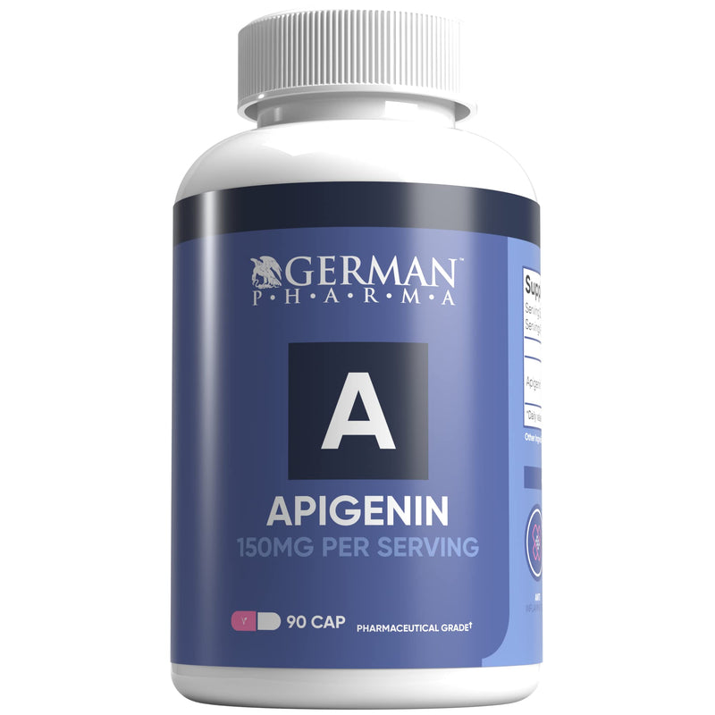 Apigenin | German Pharma | High Strength Formula 150mg Per Serving | 90 Vegetarian Capsules (Three-a-Day) | Maintains Nervous System Function & Supports Testosterone Synthesis | 100% Vegan |