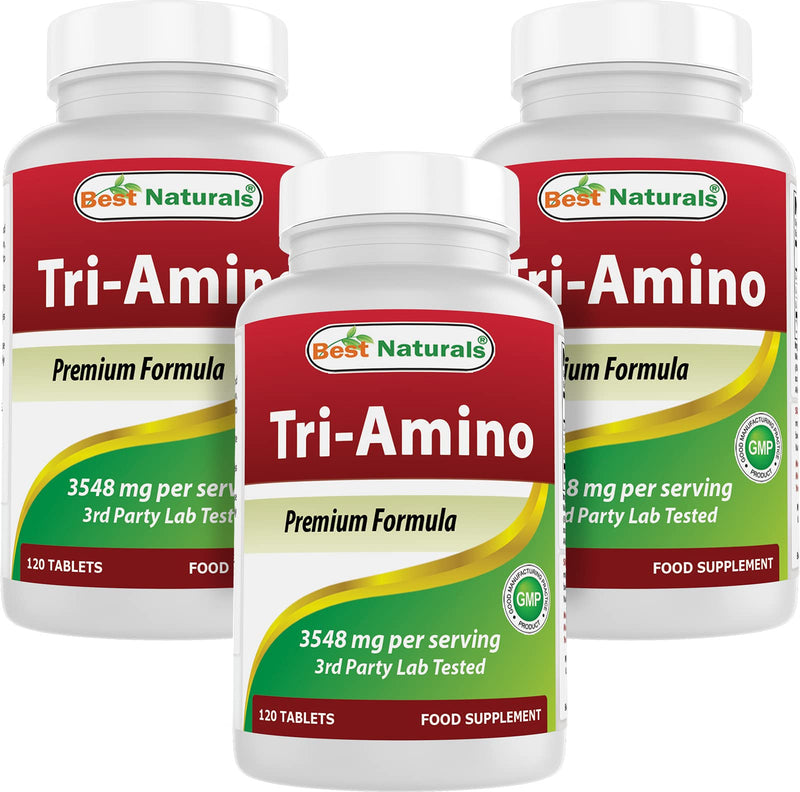 Best Naturals Tri-Amino with L-Arginine, L-Ornithine, L-Lysine 120 Tablets (120 Count (Pack of 3))