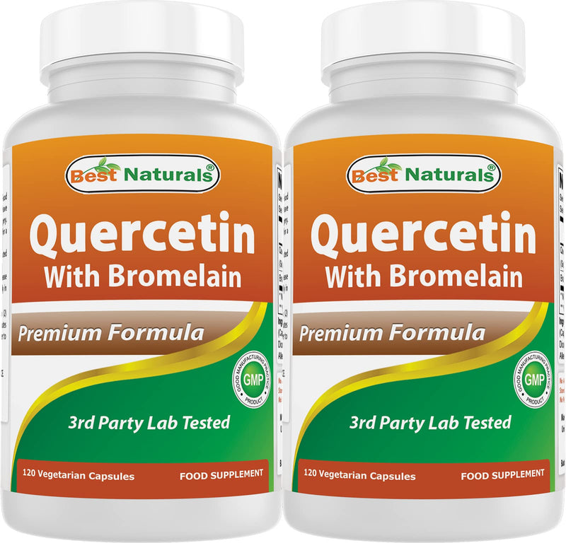 Best Naturals Quercetin with Bromelain Veggie Capsule - 800mg of Quercetin & 165 mg of Bromelain (2400 GDU/g), 120 Count (120 Count (Pack of 2))