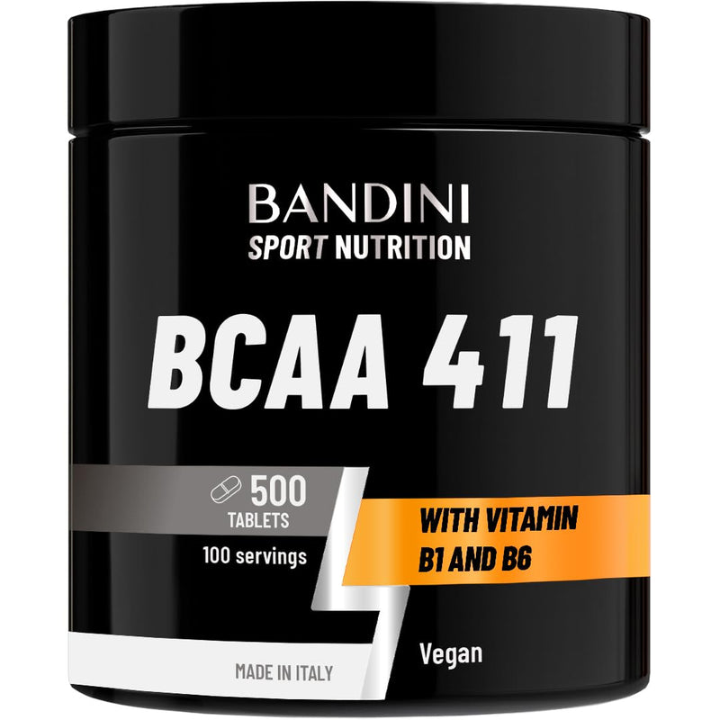 BANDINI® BCAA 4.1.1 500 Tablets - Branched Chain Amino acids BCAAs 4 1 1 | L-Leucine, L-Isoleucine, L-Valine with Vitamin B1 and B6-100% Vegan | Pre and Post Workout Food Supplement - No additives 500 count (Pack of 1)