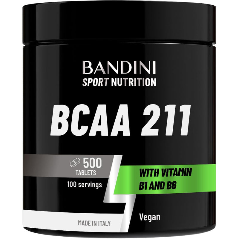 Bandini® BCAA 2:1:1 3000mg per Serving | 500 Vegan Tablets BCAAs (not Capsules or Powder) Pre Workout Branched Chain Amino Acids + Vitamin B6, B1, L-Leucine, L-Isoleucine, L-Valine | BCAA 211 Energy 500 count (Pack of 1)