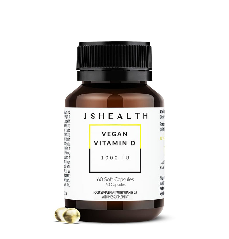 JSHealth Vitamin D3 1000iu Supplement for Healthy Muscle Function, Bone and Heart Health, and Immune Support 60 count (Pack of 1)