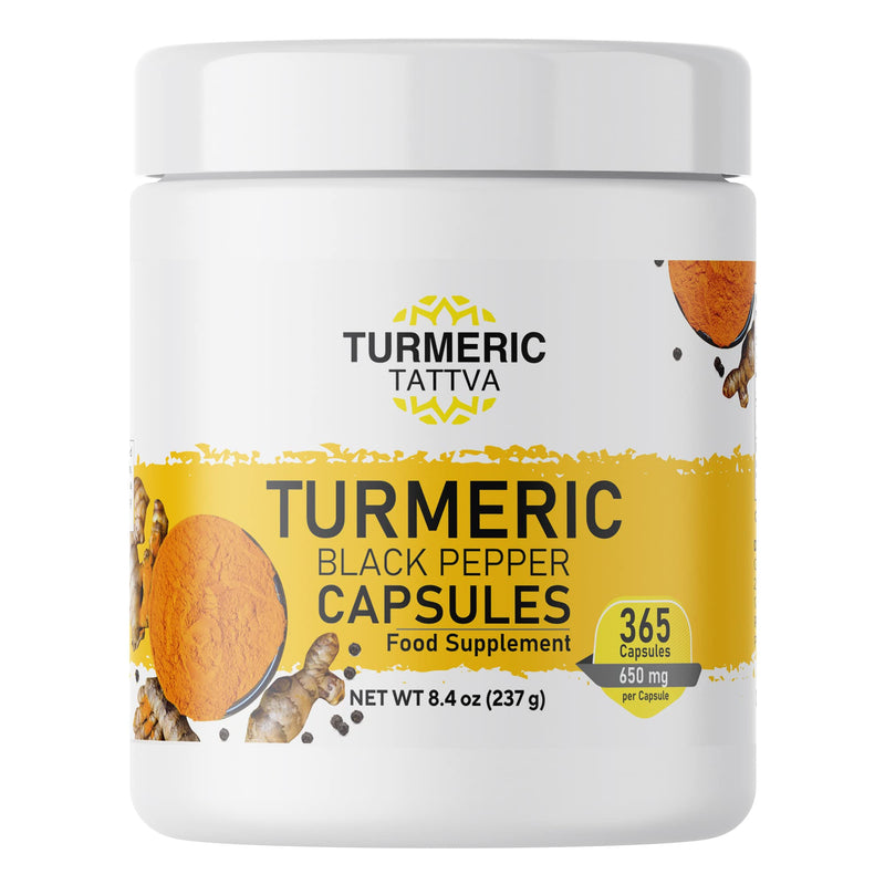 365 Turmeric Capsules with Black Pepper, 1 Year Supply, Organically Grown Turmeric with High Curcumin Content, One A Day Supplement, 365 Vegetarian Capsules 365 count (Pack of 1)
