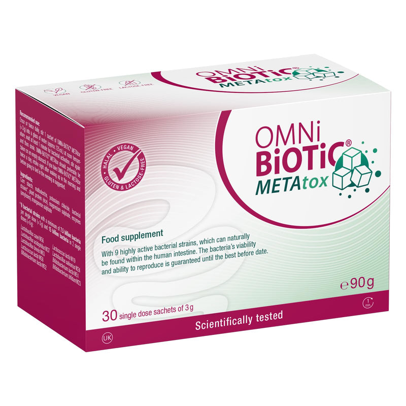 OMNi BiOTiC METAtox | Sugar and Fat Metabolism Under Control | Probiotic Powder | 30 Sachets | 15 Billion Bacteria per Daily dose | Vegan | Halal | for Daily use White