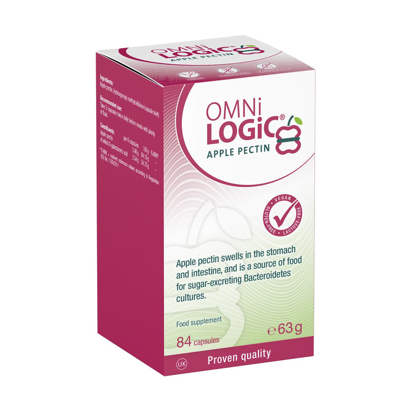 OMNi LOGiC Apple Pectin | Dietary Fibre | Prebiotic to Support a Balanced Intestinal Flora | Natural Apple Pectin: Swells in The Stomach and Intestine | Vegan | Gluten-Free | 84 Capsules Unflavoured 84 count (Pack of 1)
