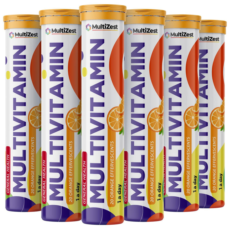 Effervescent Multivitamins - High Strength Multivitamin Tablets - Complete One a Day Supplements for Men & Women - 20 Per Tube (Pack of 6) 20 count (Pack of 6)