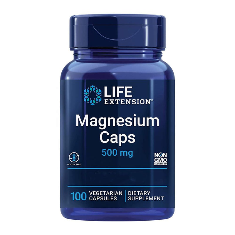 Life Extension, Magnesium Caps, 500mg, 100 Vegan Capsules, high-Strength Minerals Supplement, Gluten-Free, Vegetarian, SOYA-Free, Non-GMO, with Magnesiumcitrate 100 count (Pack of 1)