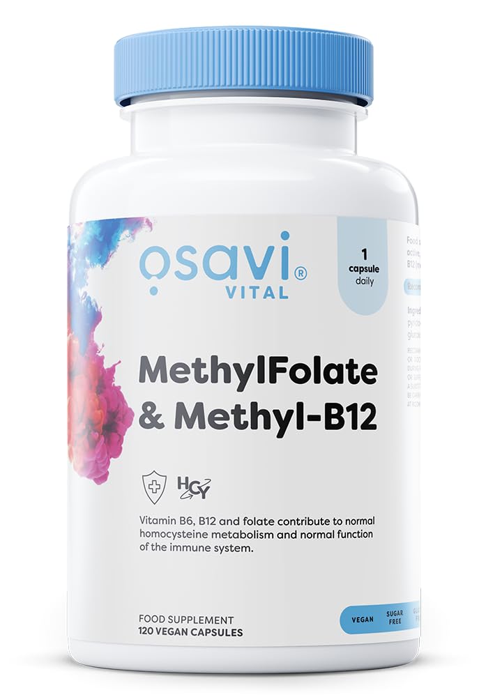 Osavi Methylfolate & Methyl–B12 – 120 Vegan Capsules | Active, Methylated Forms of Folate & B12 | Supports Immune System, Psychological Functions & Reduces Fatigue