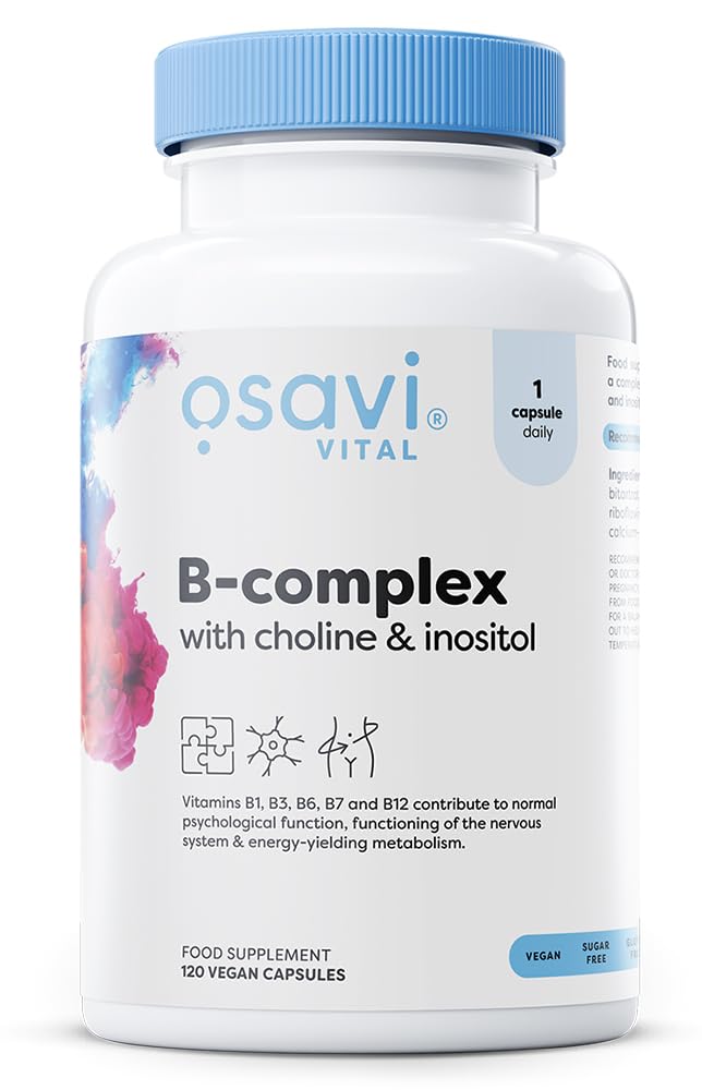 Osavi B–Complex with Choline & Inositol – 120 Vegan Capsules | Complete B–Vitamin Support for Energy, Nervous System & Mental Performance | with VitaCholine® | Clean Label | Vegan–Friendly 120 count (Pack of 1)