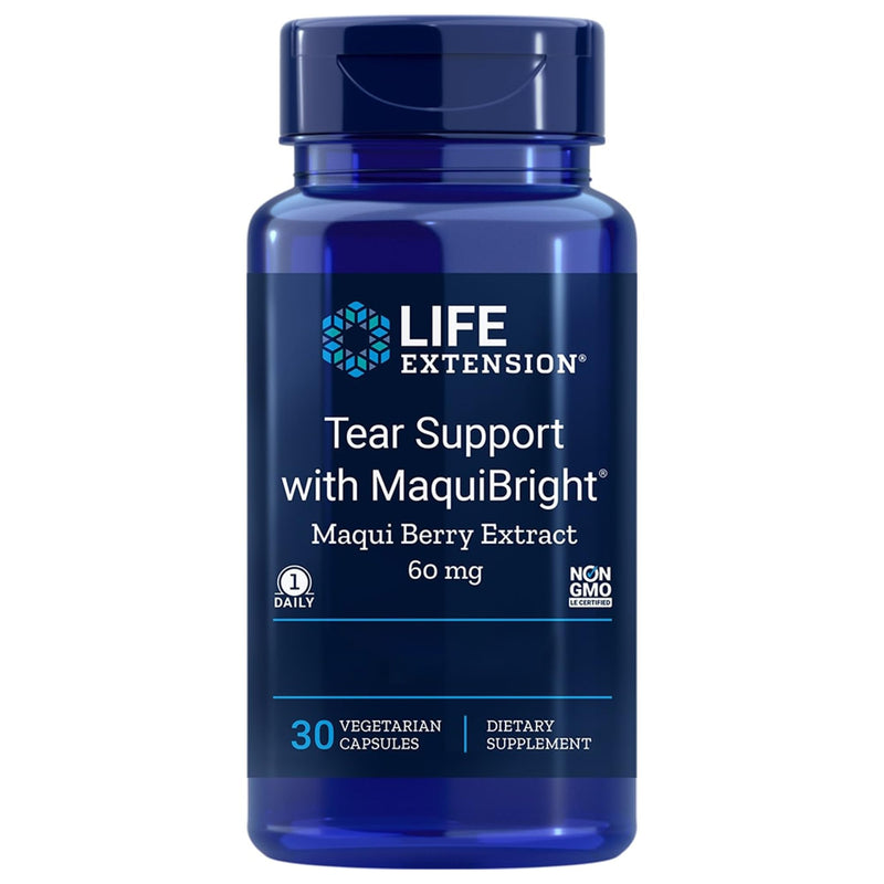 Life Extension, Tear Support, with Maqui Berry Extract, 30 Vegan Capsules, Gluten-Free, Vegetarian, SOYA-Free, Non-GMO