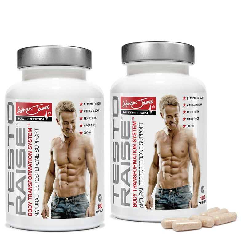 Testoraise (2 Pack) Testosterone Supplements for Men, Testosterone Booster with D-Aspartic Acid, Ashwagandha, Maca Root, Fenugreek, Zinc, Magnesium & Boron, 360 Capsules 180 count (Pack of 2)