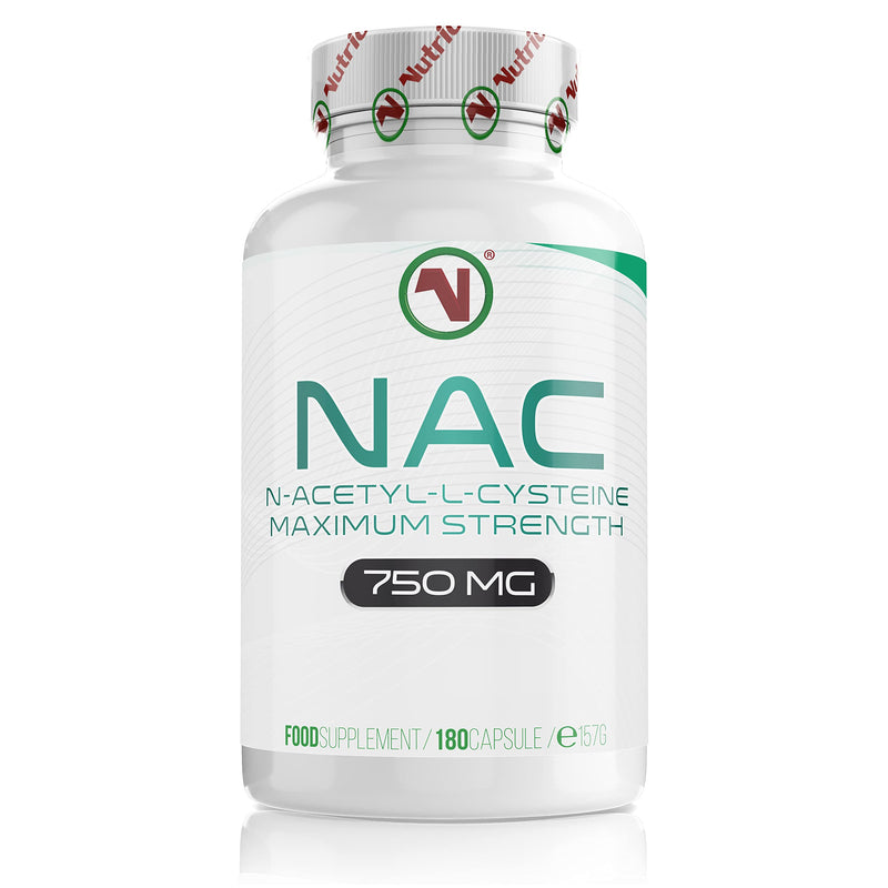 NAC Supplement 750mg | Vegan Capsules | N-Acetyl-Cysteine Amino Acid - High Bioavailability - Providing Non Toxic Stable Form of L-Cysteine - EU Made to ISO and GMP Standards (180) 180 count (Pack of 1)