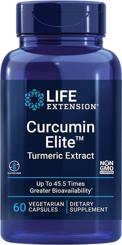 Life Extension, Curcumin Elite, with Curcuminoids, 60 Vegan Capsules, Gluten-Free, Vegetarian, SOYA-Free, Non-GMO