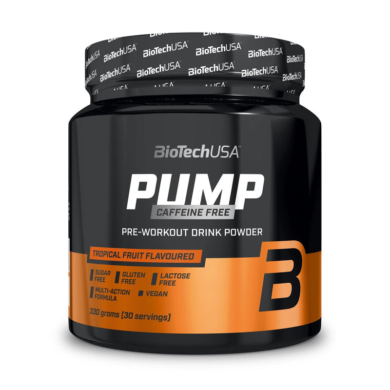 BioTechUSA Pump Caffeine Free | Energy, Focus & Immune Support | 19 Active Ingredients | Pre-Workout Drink Powder, 330 g, Tropical Fruit