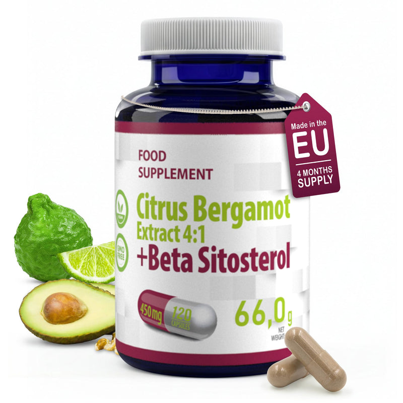 Hepatica Citrus Bergamot + Beta Sitosterol | 450mg Dual Complex | Citrus Bergamia Fruit Extract & Plant Sterols | 120 Vegan Capsules | 3rd Party Lab Tested