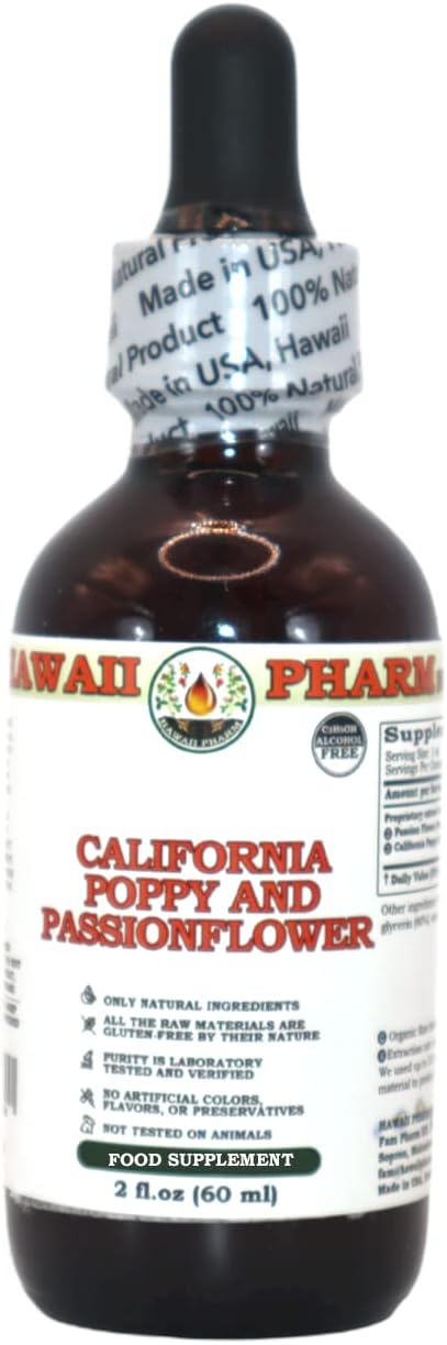 [Australia] - Hawaii Pharm Europe California Poppy and Passionflower Alcohol-Free Liquid Extract Glycerite 60 ml 